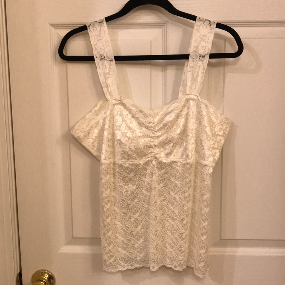 Women’s pearl colored soft lace camisole top